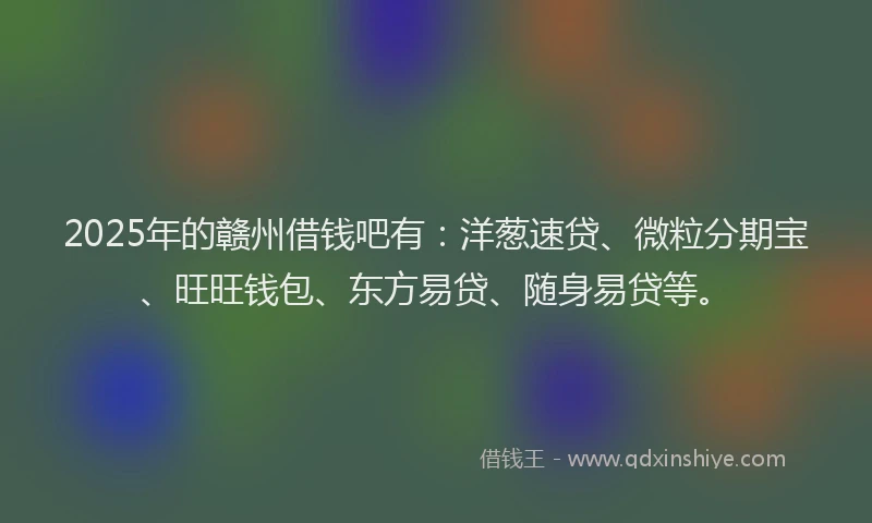 2025年的赣州借钱吧有：洋葱速贷、微粒分期宝、旺旺钱包、东方易贷、随身易贷等。