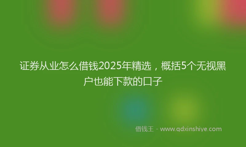 证券从业怎么借钱2025年精选，概括5个无视黑户也能下款的口子