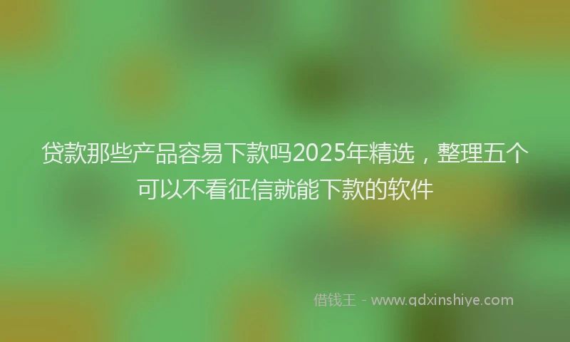 贷款那些产品容易下款吗2025年精选，整理五个可以不看征信就能下款的软件