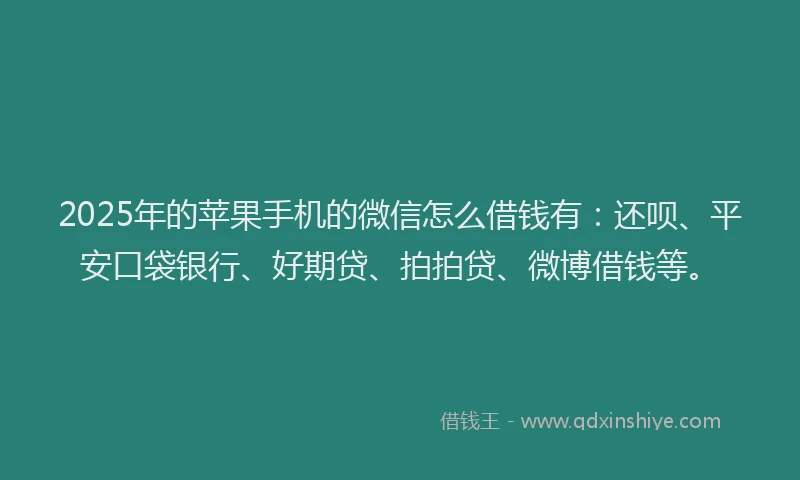 2025年的苹果手机的微信怎么借钱有：还呗、平安口袋银行、好期贷、拍拍贷、微博借钱等。