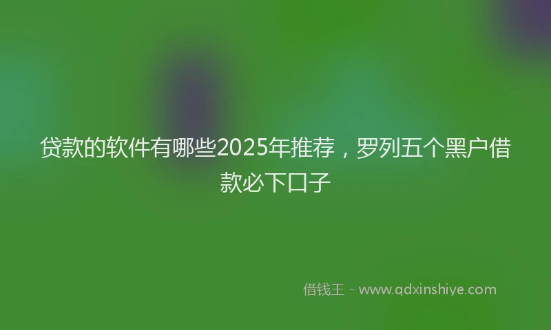 贷款的软件有哪些2025年推荐，罗列五个黑户借款必下口子
