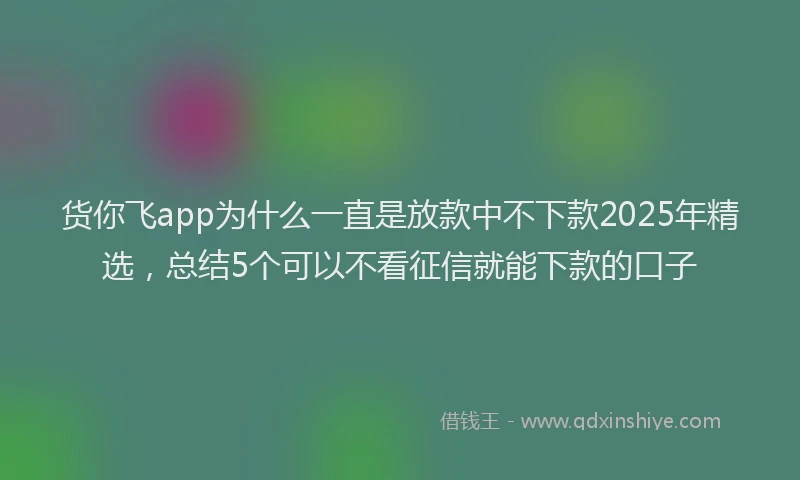 货你飞app为什么一直是放款中不下款2025年精选，总结5个可以不看征信就能下款的口子