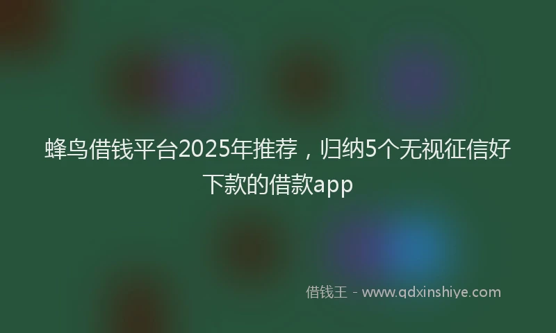 蜂鸟借钱平台2025年推荐，归纳5个无视征信好下款的借款app