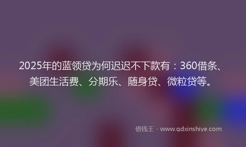 2025年的蓝领贷为何迟迟不下款有：360借条、美团生活费、分期乐、随身贷、微粒贷等。