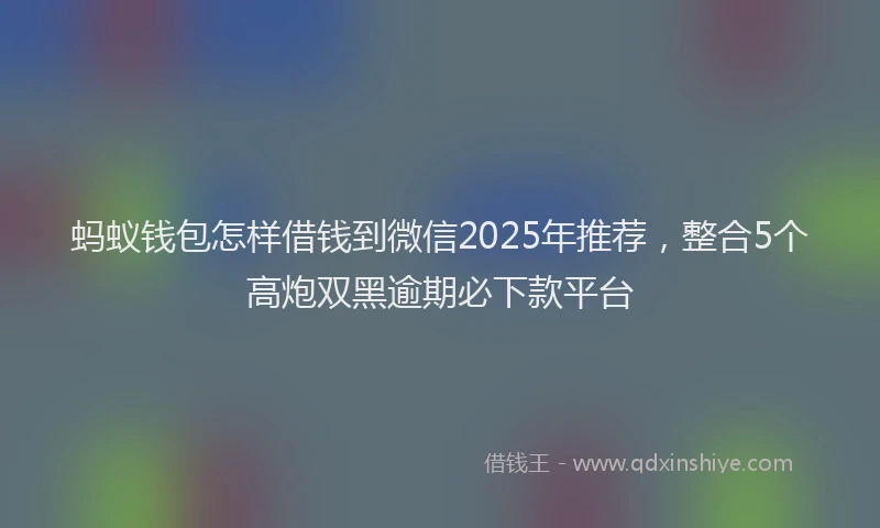 蚂蚁钱包怎样借钱到微信2025年推荐，整合5个高炮双黑逾期必下款平台
