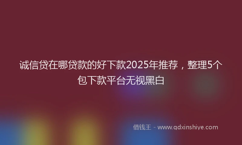 诚信贷在哪贷款的好下款2025年推荐，整理5个包下款平台无视黑白