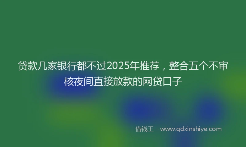 贷款几家银行都不过2025年推荐，整合五个不审核夜间直接放款的网贷口子