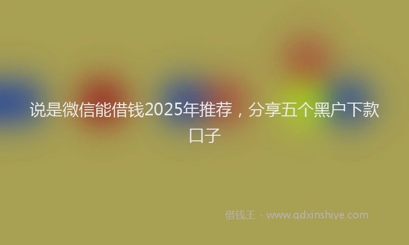 说是微信能借钱2025年推荐，分享五个黑户下款口子