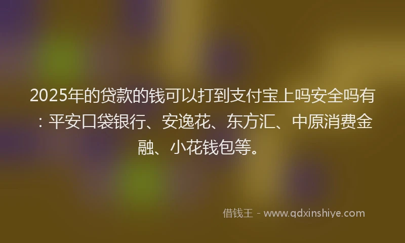 2025年的贷款的钱可以打到支付宝上吗安全吗有：平安口袋银行、安逸花、东方汇、中原消费金融、小花钱包等。