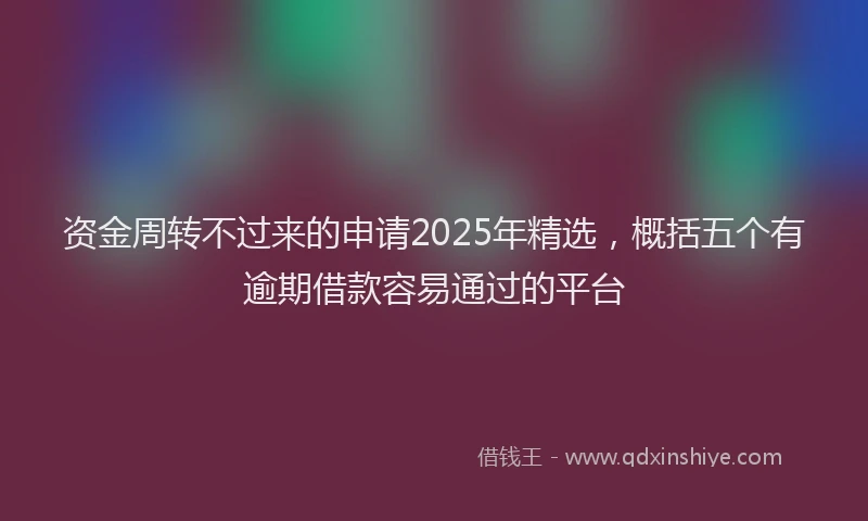 资金周转不过来的申请2025年精选，概括五个有逾期借款容易通过的平台