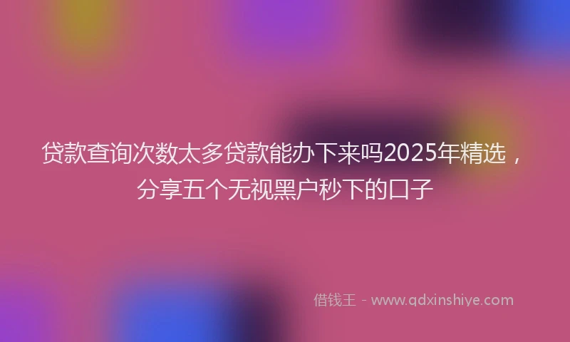 贷款查询次数太多贷款能办下来吗2025年精选，分享五个无视黑户秒下的口子