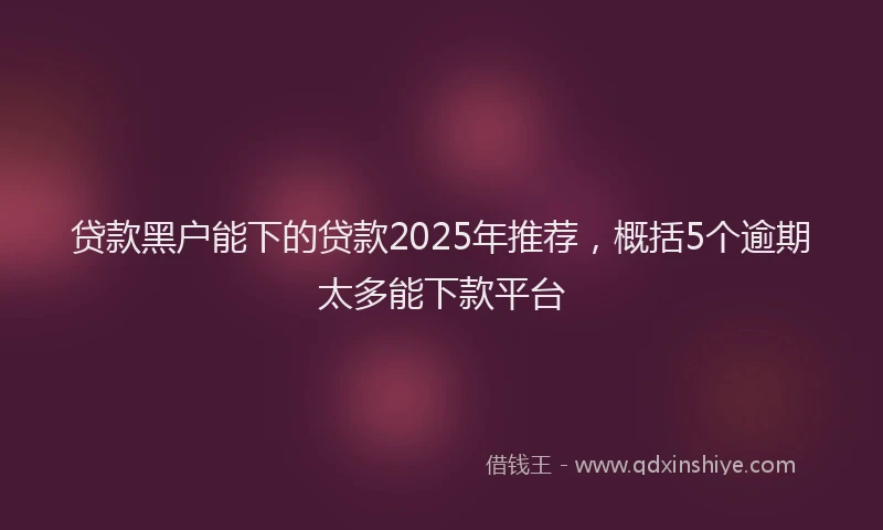贷款黑户能下的贷款2025年推荐，概括5个逾期太多能下款平台