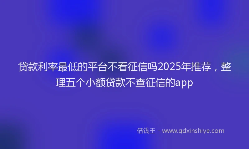 贷款利率最低的平台不看征信吗2025年推荐，整理五个小额贷款不查征信的app