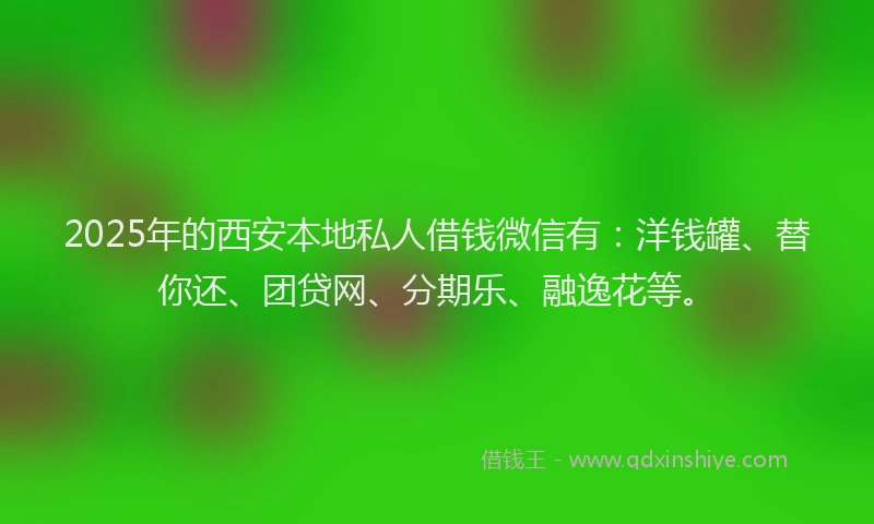2025年的西安本地私人借钱微信有：洋钱罐、替你还、团贷网、分期乐、融逸花等。