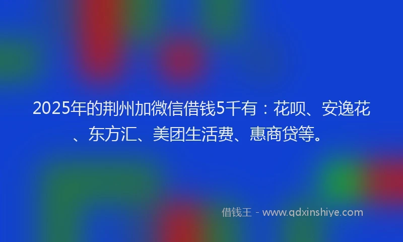 2025年的荆州加微信借钱5千有：花呗、安逸花、东方汇、美团生活费、惠商贷等。