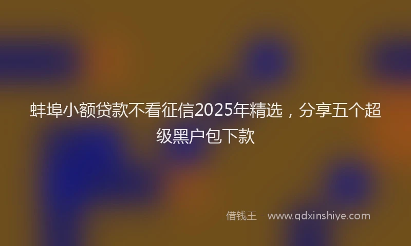 蚌埠小额贷款不看征信2025年精选，分享五个超级黑户包下款