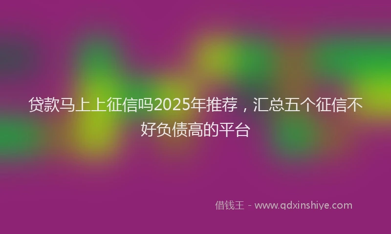 贷款马上上征信吗2025年推荐，汇总五个征信不好负债高的平台