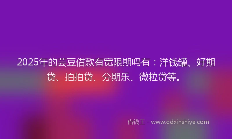 2025年的芸豆借款有宽限期吗有：洋钱罐、好期贷、拍拍贷、分期乐、微粒贷等。