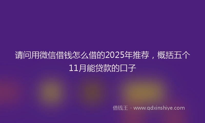 请问用微信借钱怎么借的2025年推荐，概括五个11月能贷款的口子