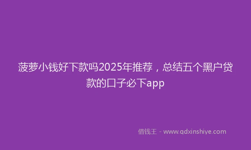 菠萝小钱好下款吗2025年推荐，总结五个黑户贷款的口子必下app
