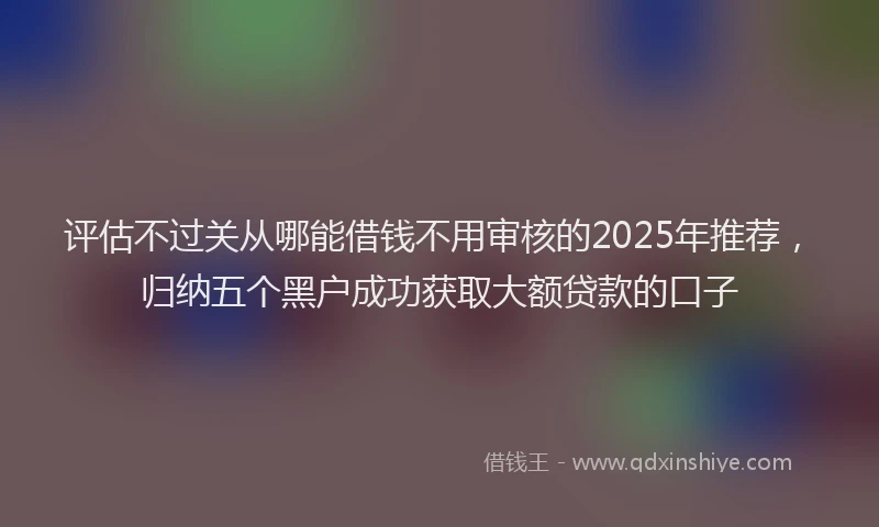 评估不过关从哪能借钱不用审核的2025年推荐，归纳五个黑户成功获取大额贷款的口子