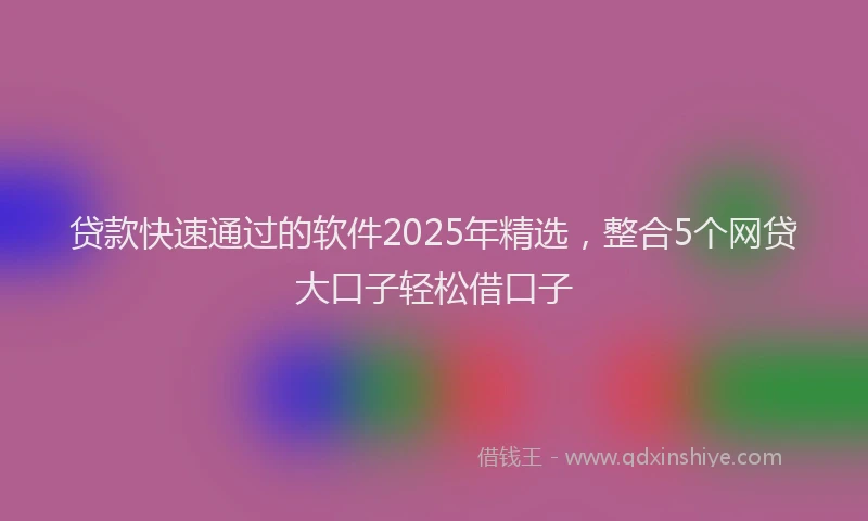 贷款快速通过的软件2025年精选，整合5个网贷大口子轻松借口子