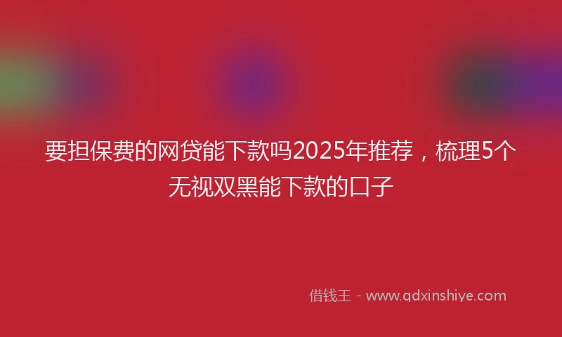 要担保费的网贷能下款吗2025年推荐，梳理5个无视双黑能下款的口子