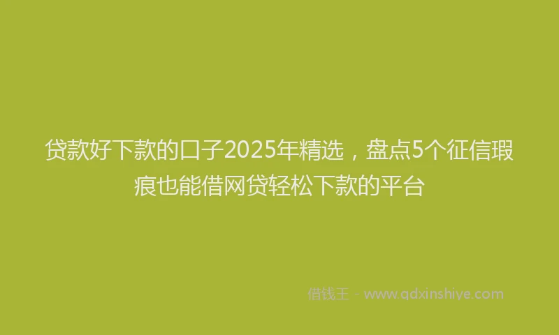 贷款好下款的口子2025年精选，盘点5个征信瑕疵也能借网贷轻松下款的平台