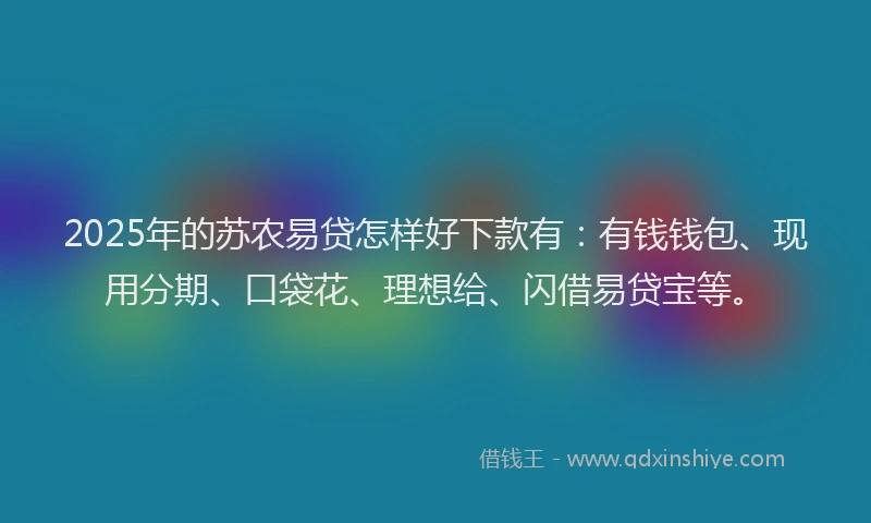 2025年的苏农易贷怎样好下款有：有钱钱包、现用分期、口袋花、理想给、闪借易贷宝等。