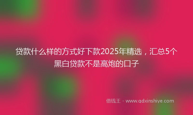 贷款什么样的方式好下款2025年精选，汇总5个黑白贷款不是高炮的口子