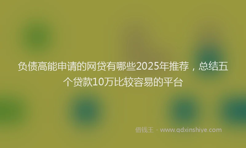 负债高能申请的网贷有哪些2025年推荐，总结五个贷款10万比较容易的平台