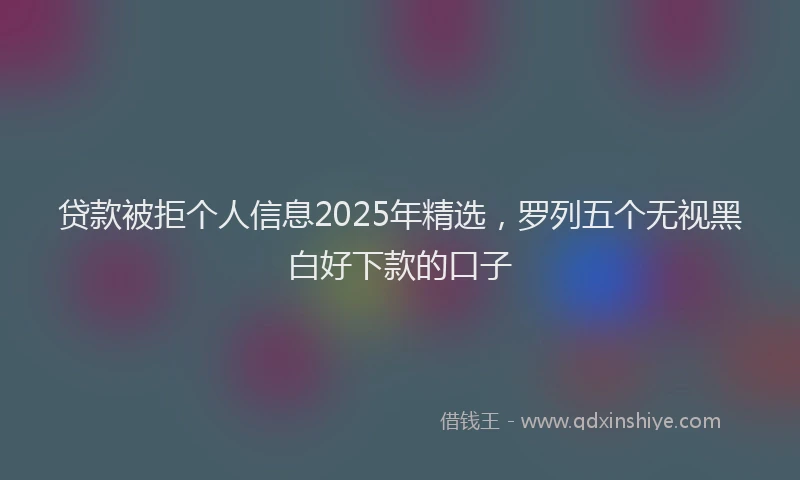 贷款被拒个人信息2025年精选，罗列五个无视黑白好下款的口子
