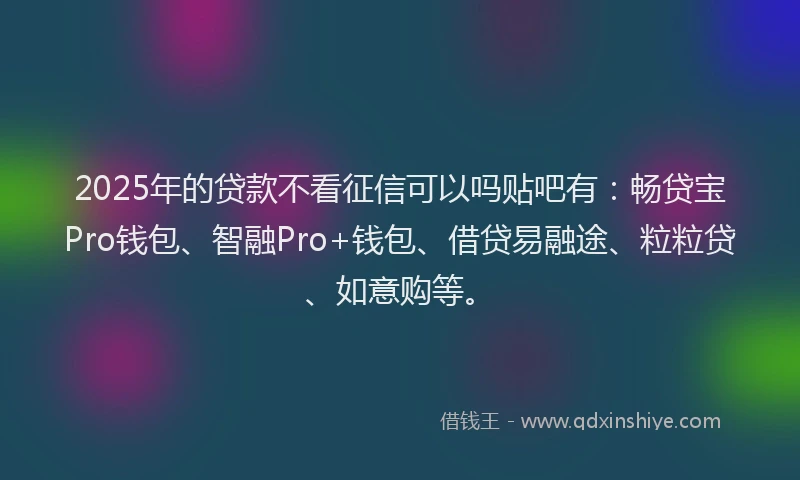 2025年的贷款不看征信可以吗贴吧有：畅贷宝Pro钱包、智融Pro+钱包、借贷易融途、粒粒贷、如意购等。