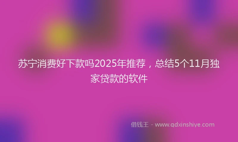 苏宁消费好下款吗2025年推荐，总结5个11月独家贷款的软件