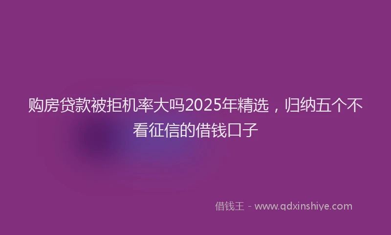 购房贷款被拒机率大吗2025年精选，归纳五个不看征信的借钱口子