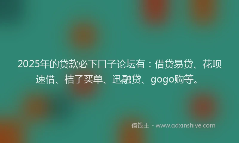2025年的贷款必下口子论坛有：借贷易贷、花呗速借、桔子买单、迅融贷、gogo购等。