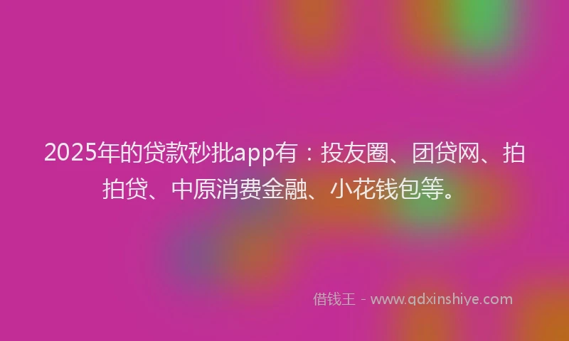 2025年的贷款秒批app有：投友圈、团贷网、拍拍贷、中原消费金融、小花钱包等。