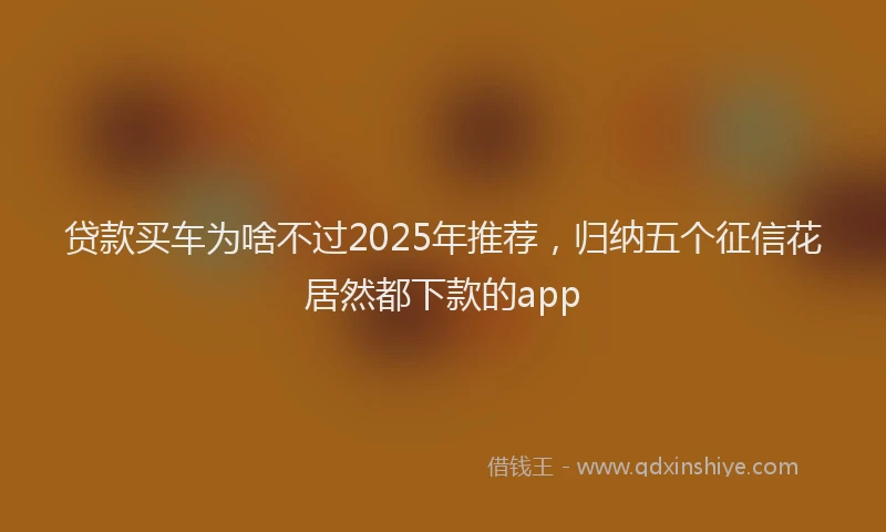 贷款买车为啥不过2025年推荐，归纳五个征信花居然都下款的app