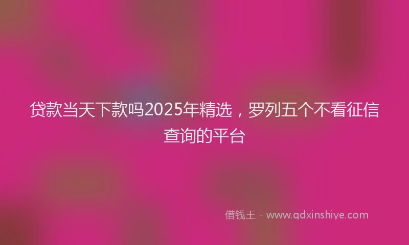 贷款当天下款吗2025年精选，罗列五个不看征信查询的平台