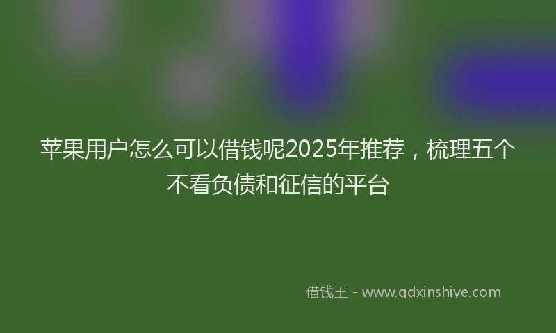 苹果用户怎么可以借钱呢2025年推荐，梳理五个不看负债和征信的平台