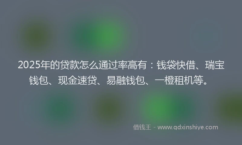 2025年的贷款怎么通过率高有：钱袋快借、瑞宝钱包、现金速贷、易融钱包、一橙租机等。