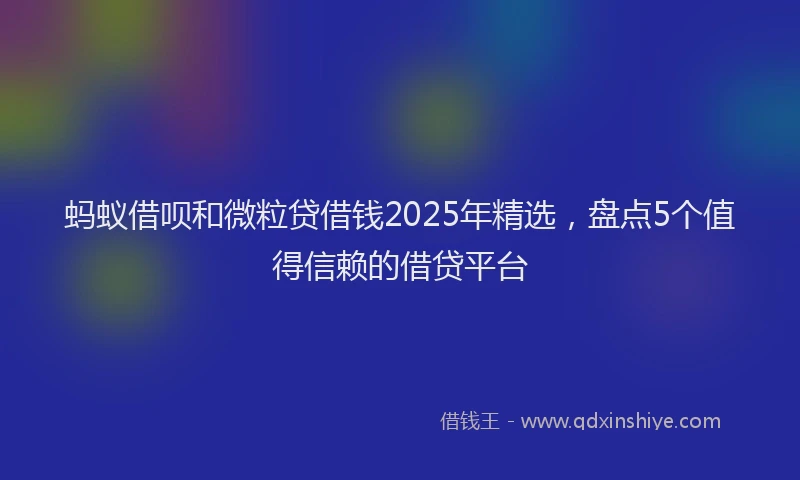 蚂蚁借呗和微粒贷借钱2025年精选，盘点5个值得信赖的借贷平台