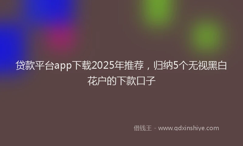 贷款平台app下载2025年推荐，归纳5个无视黑白花户的下款口子