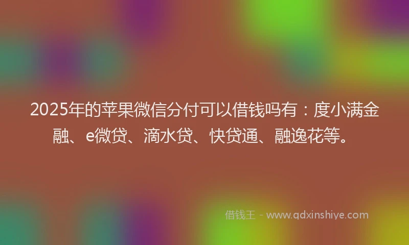 2025年的苹果微信分付可以借钱吗有：度小满金融、e微贷、滴水贷、快贷通、融逸花等。