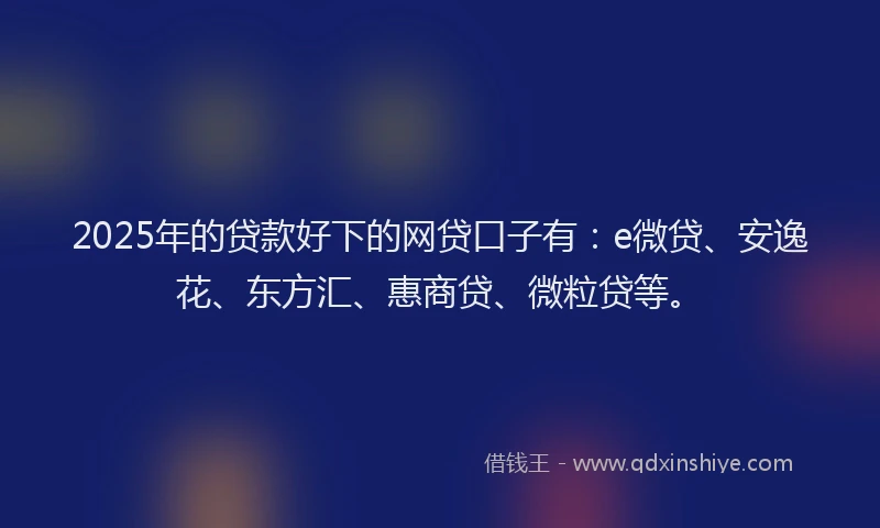2025年的贷款好下的网贷口子有：e微贷、安逸花、东方汇、惠商贷、微粒贷等。