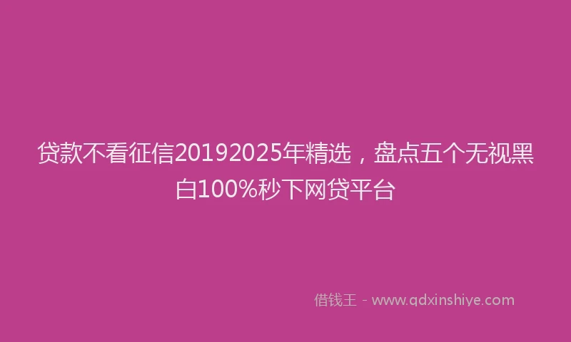 贷款不看征信20192025年精选，盘点五个无视黑白100%秒下网贷平台
