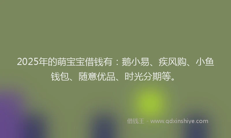 2025年的萌宝宝借钱有：鹅小易、疾风购、小鱼钱包、随意优品、时光分期等。