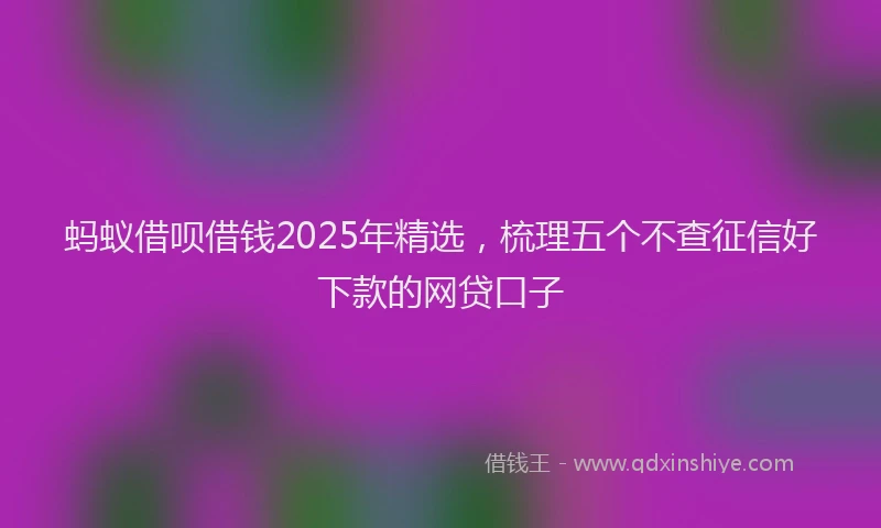 蚂蚁借呗借钱2025年精选，梳理五个不查征信好下款的网贷口子