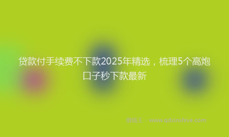 贷款付手续费不下款2025年精选，梳理5个高炮口子秒下款最新