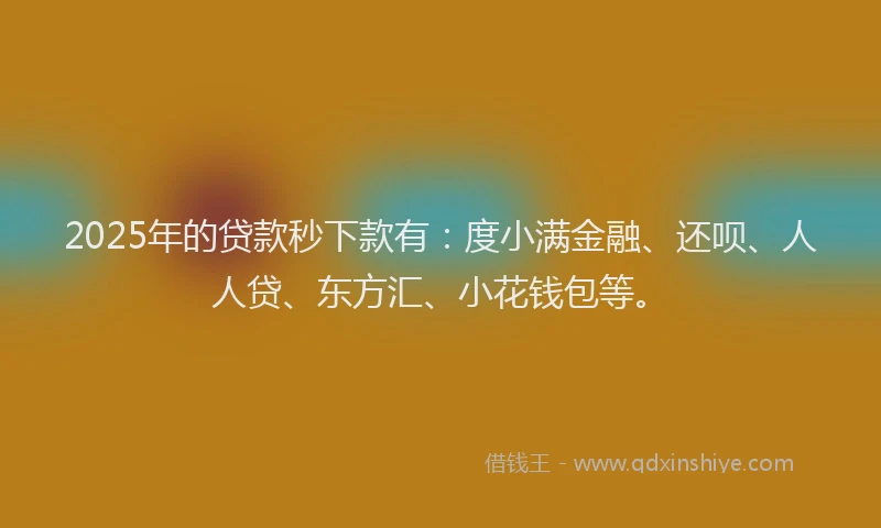 2025年的贷款秒下款有：度小满金融、还呗、人人贷、东方汇、小花钱包等。